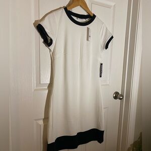 NWT Women’s New York & Company Tee Shirt Dress size S in White with Black trim
